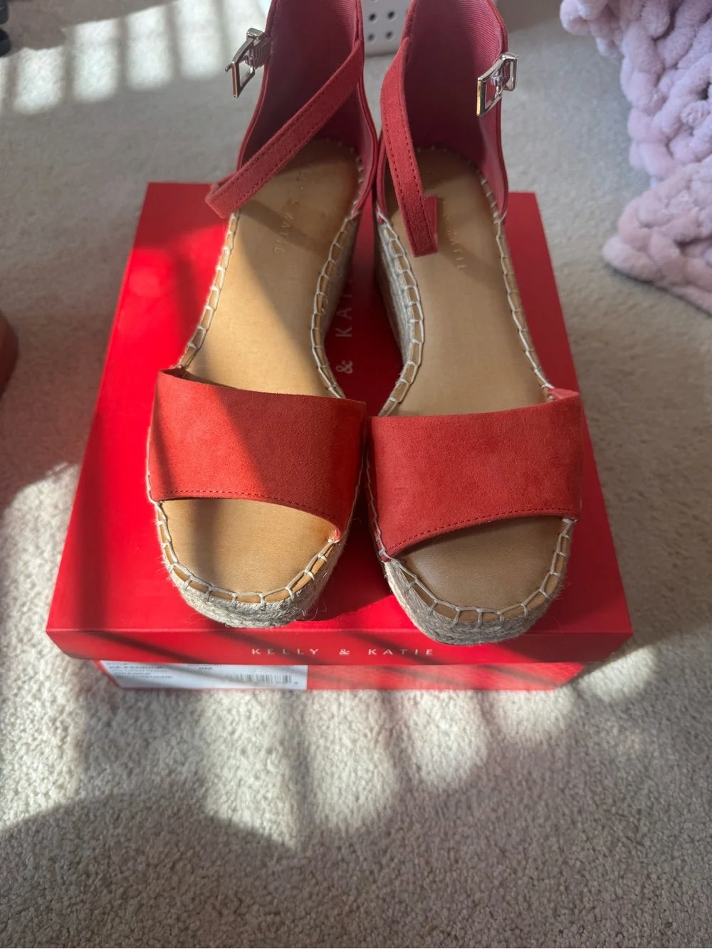 Kelly & Katie Red Espadrille Ankle-Strap Sandals